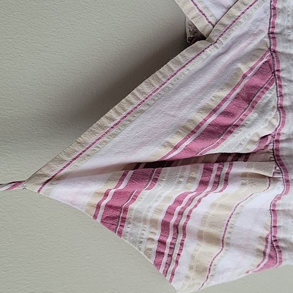 Tommy Hilfiger Spaghetti Straps Striped Pink and White Women's Midi Cotton Dress - Picture 10 of 12